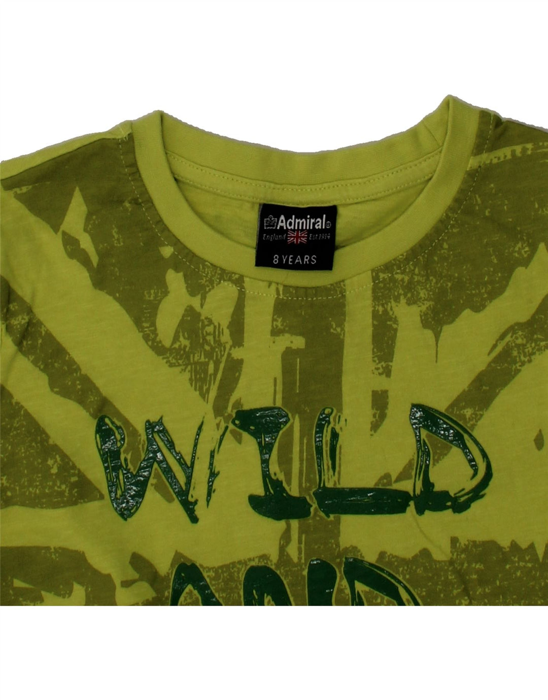 ADMIRAL Boys Graphic T-Shirt Top 7-8 Years Green Vintage Admiral and Second-Hand Admiral from Messina Hembry 