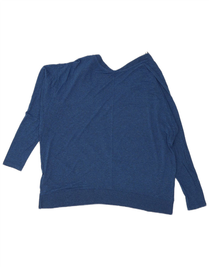 Zara Mujer Top Extragrande Manga Larga UK 44 Viscosa Azul Medio