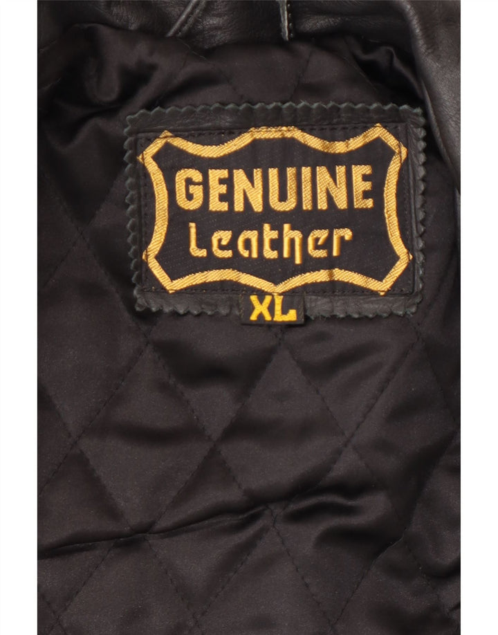 VINTAGE Chaqueta de cuero para hombre Reino Unido 42 XL Cuero colorblock negro