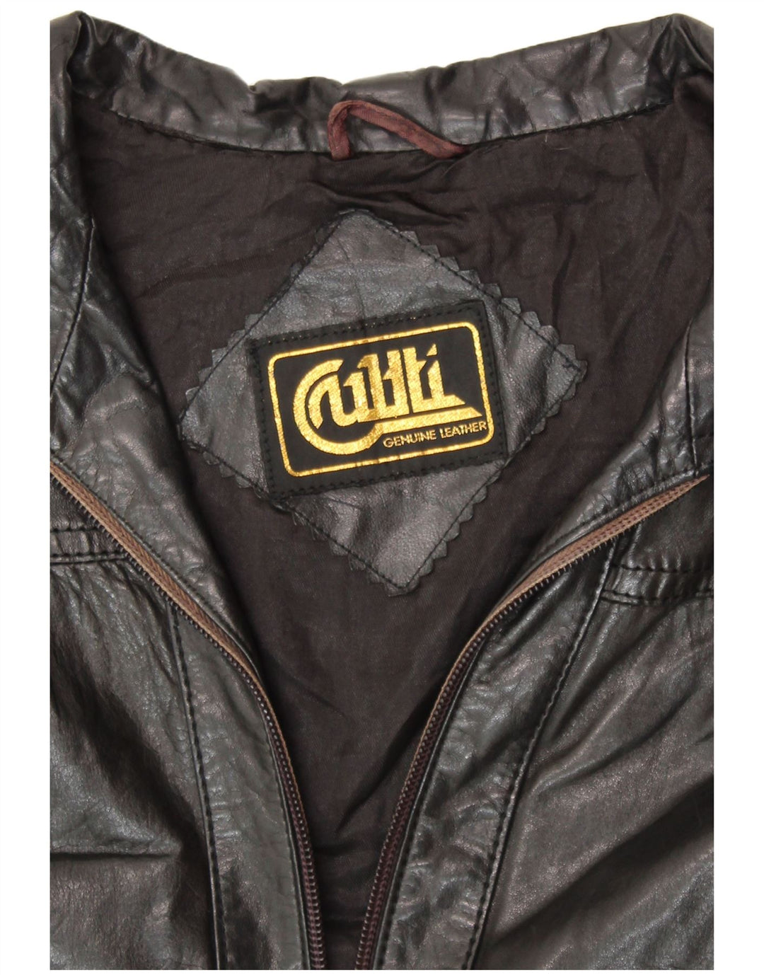 VINTAGE Chaqueta de cuero para mujer Reino Unido 14 Cuero negro medio