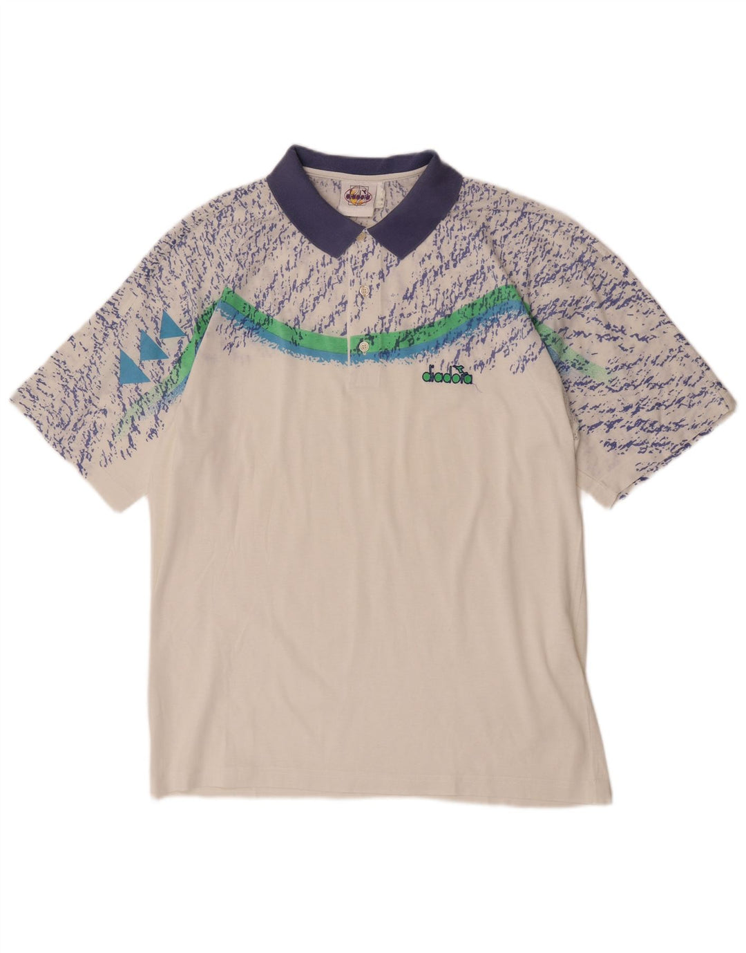 Diadora Polo de manga corta con estampado abstracto para hombre IT 52 Large White