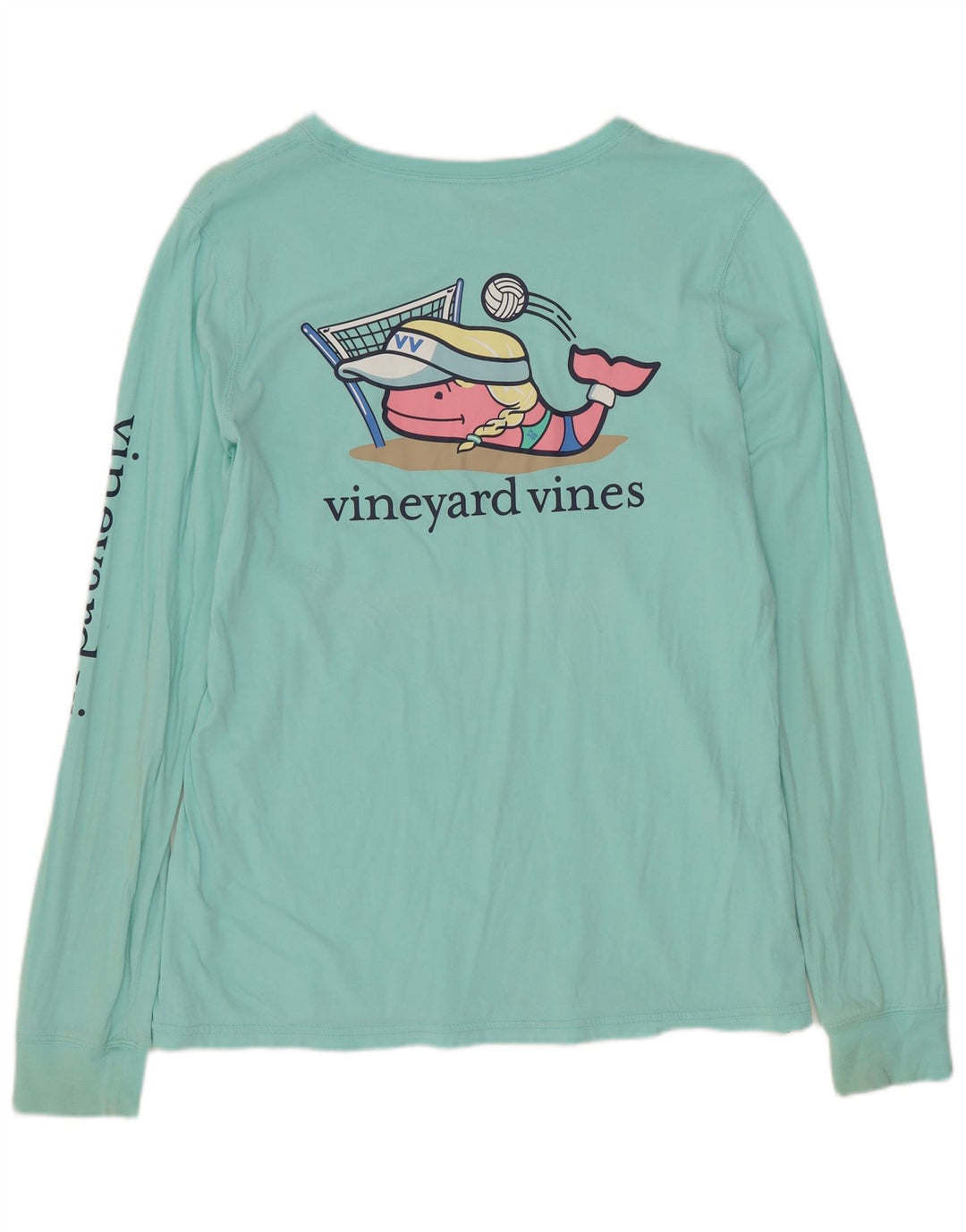 Vineyard Vines Top gráfico para mujer manga larga UK 44 Algodón azul medio