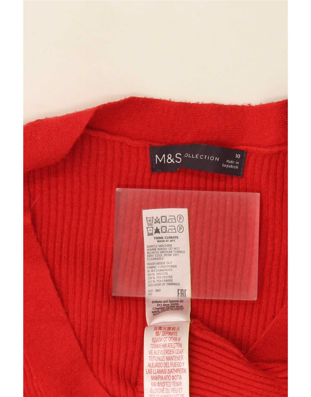 Marks & Spencer Suéter tipo jersey de gran tamaño con cuello en V para mujer UK 10 Small Red