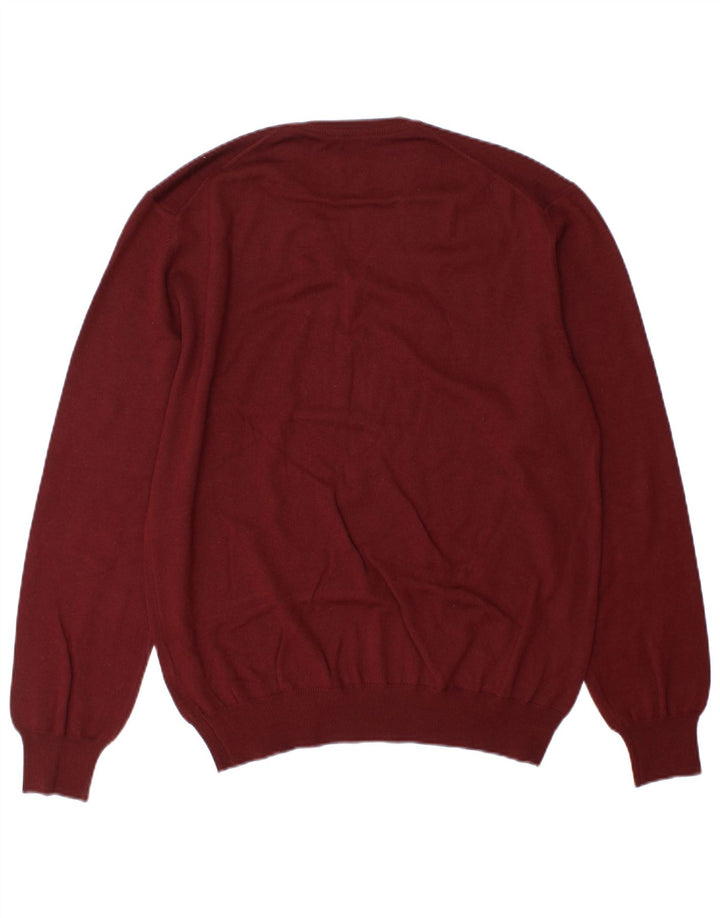 Boggi Jersey con Cuello en V para Hombre Large Borgoña