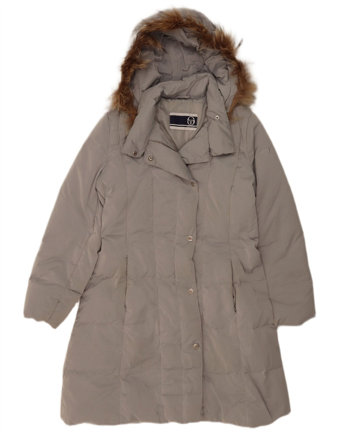 Sergio Tacchini Abrigo acolchado con capucha para mujer IT 48 XL Poliéster gris