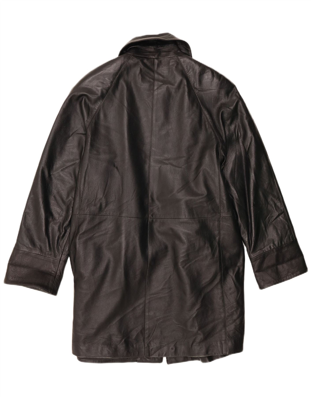 Abrigo de cuero vintage para mujer IT 42 Cuero negro medio