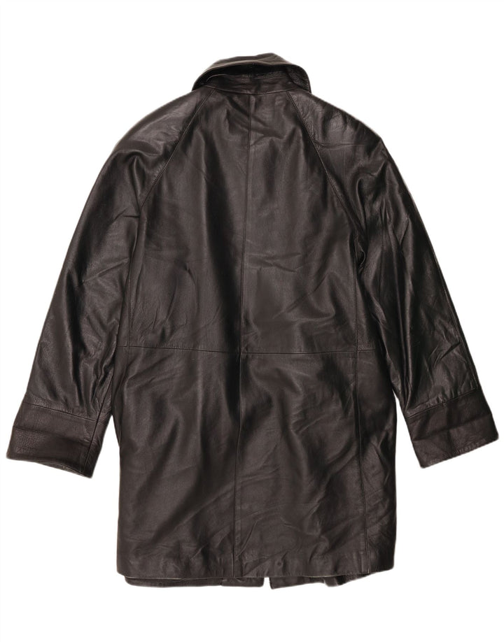 Abrigo de cuero vintage para mujer IT 42 Cuero negro medio