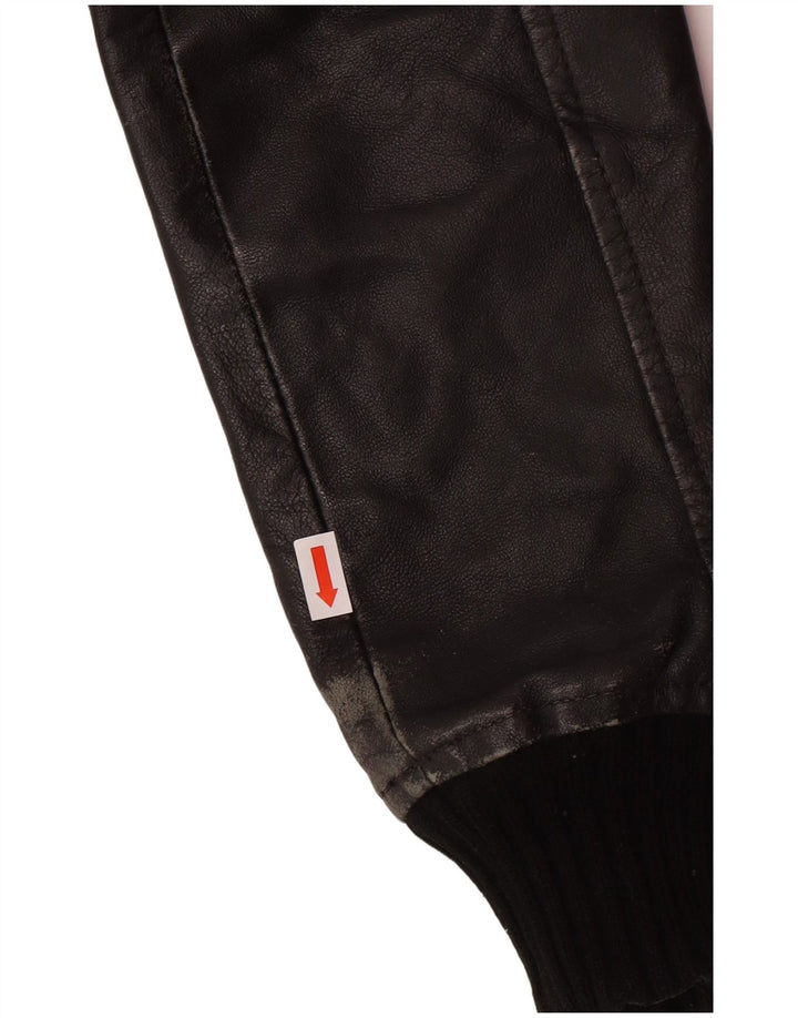 XDYE Chaqueta de cuero para mujer UK 10 Small Black Leather Biker