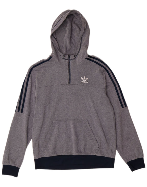 Adidas Hombre Sudadera Con Capucha Y Cuello Con Cremallera Jersey Pequeño Azul Marino Colorblock Algodón