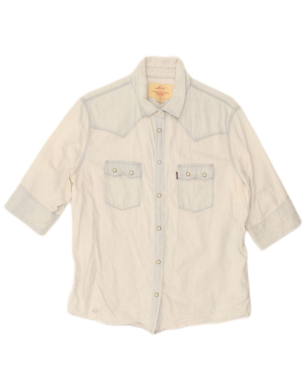 Levi's Camisa vaquera de manga corta para mujer UK 46 Large Azul