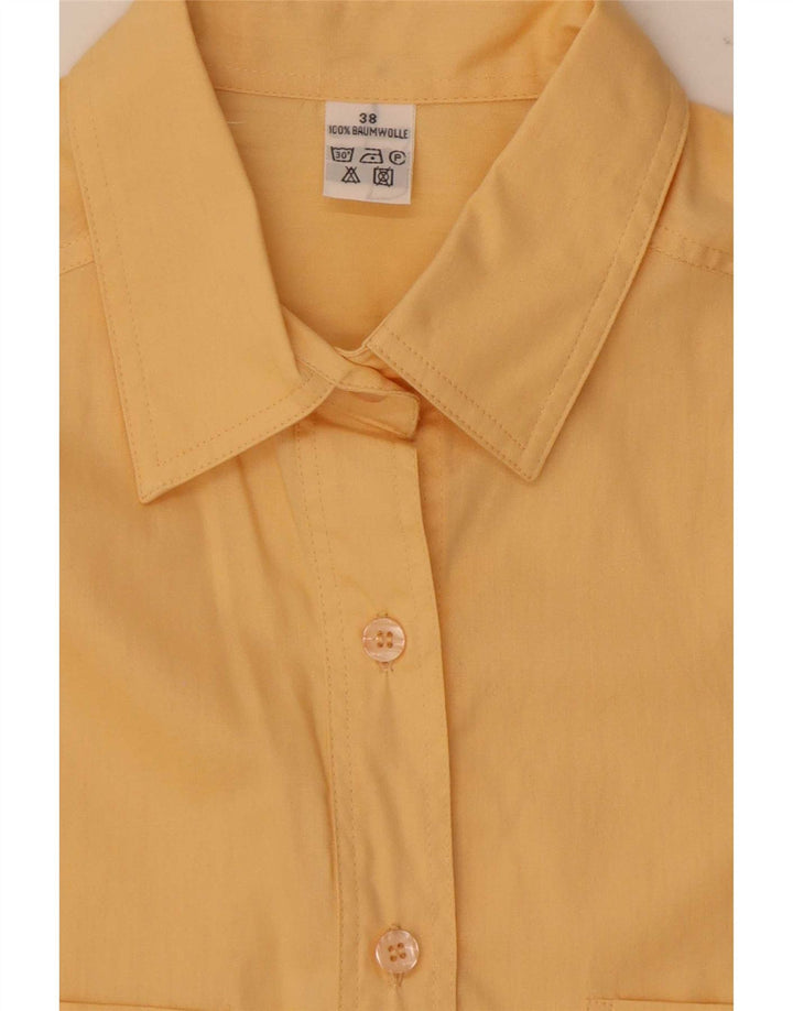 Vintage mujer suelta ajuste camisa EU 38 algodón amarillo medio