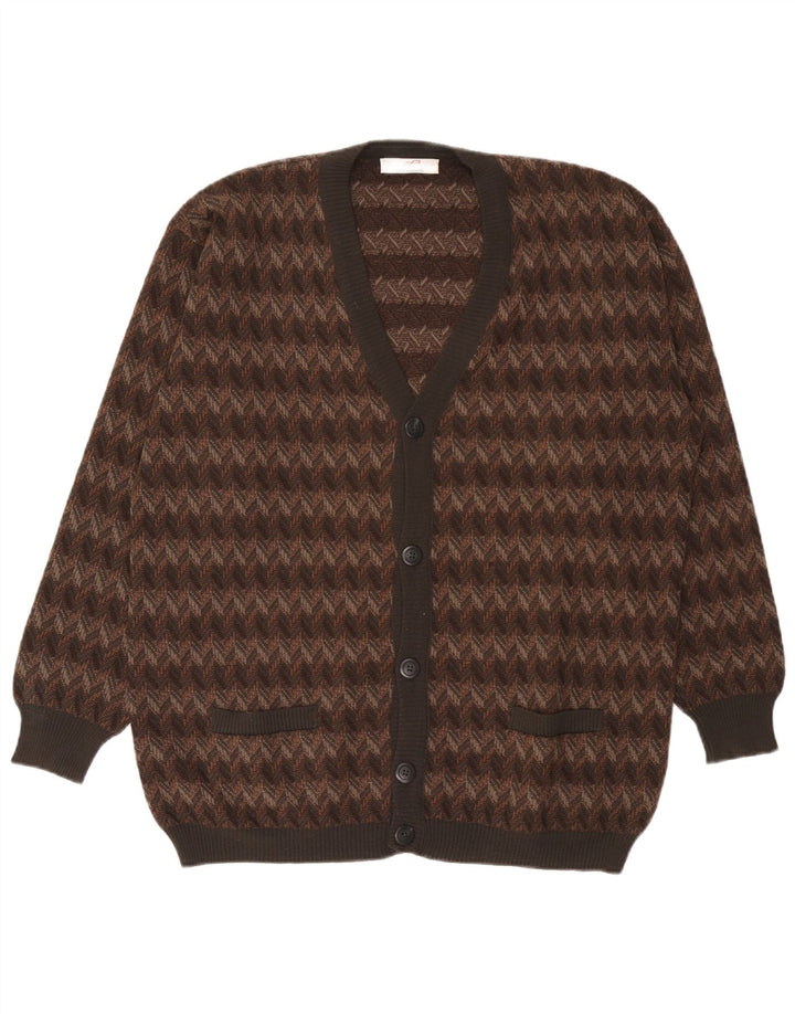 Bernardini Cárdigan para Hombre Suéter Grande Marrón Geométrico