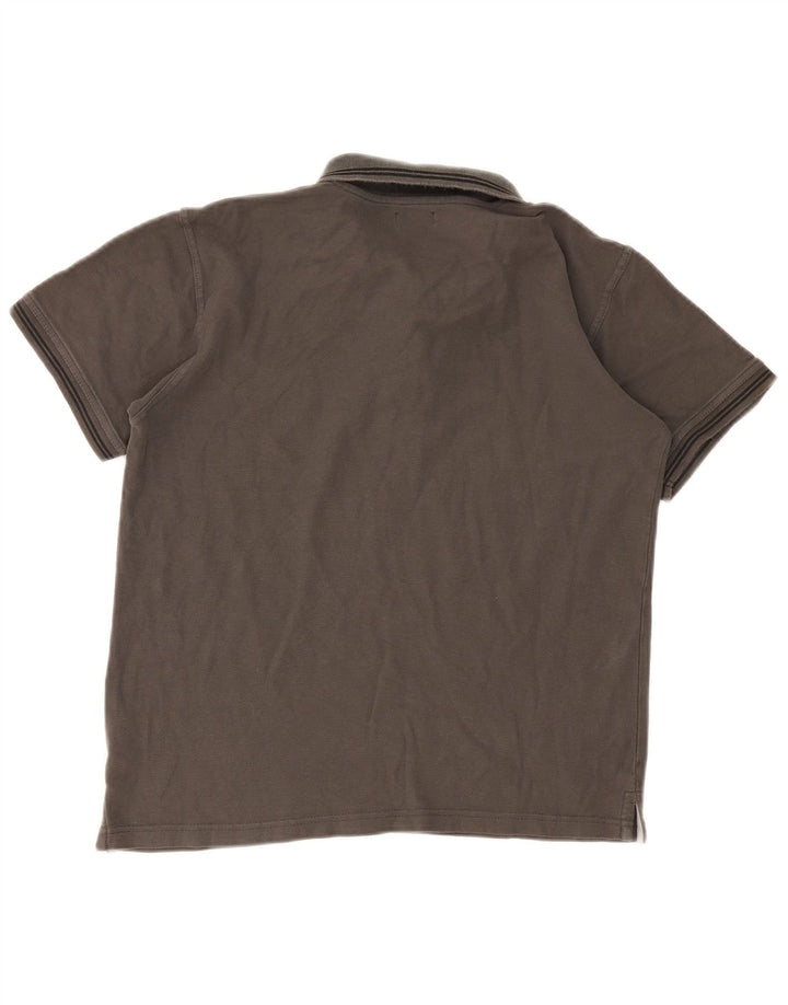 Avirex Polo para hombre de algodón a rayas gris grande