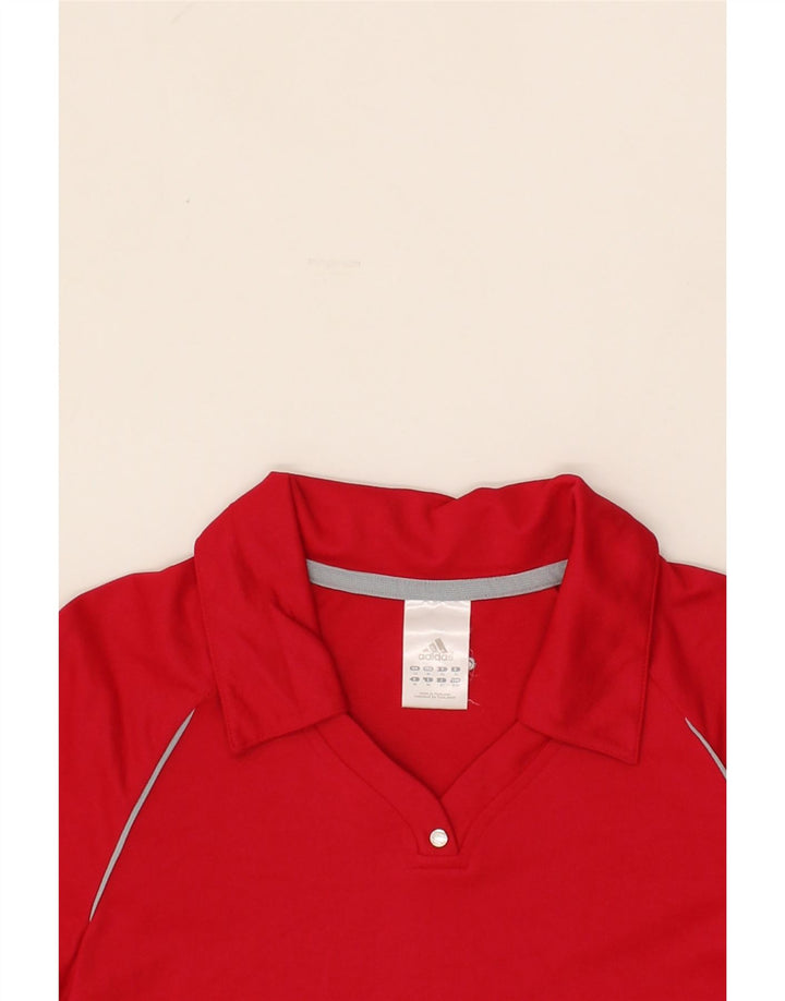 ADIDAS Womens Climalite Polo shirt UK 14 Medium Red Polyester Vintage Adidas and Second-Hand Adidas from Messina Hembry 