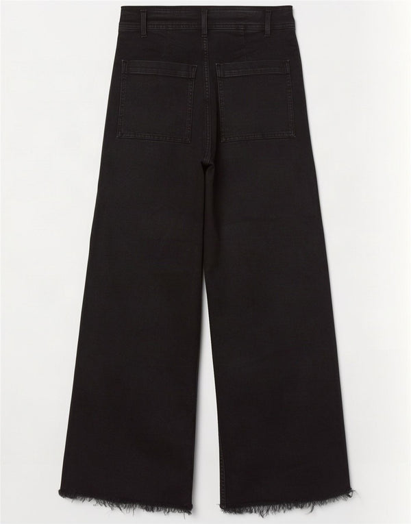Zara Jeans De Pierna Ancha Para Mujer EU 38 Small W28 L28 Algodón Negro