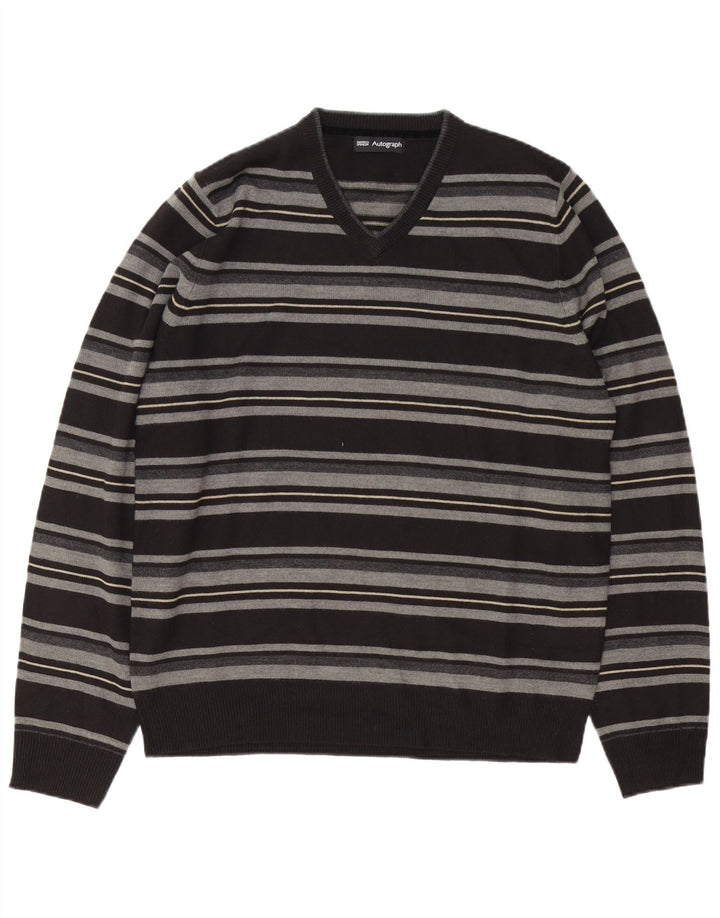 Marks & Spencer Suéter con Cuello en V Autograph para Hombre Rayas Negras Medianas