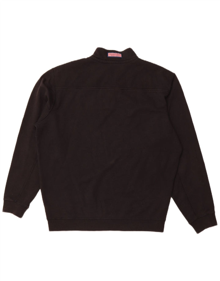 VINEYARD VINES Sudadera holgada con cuello y cremallera para hombre, color negro mediano