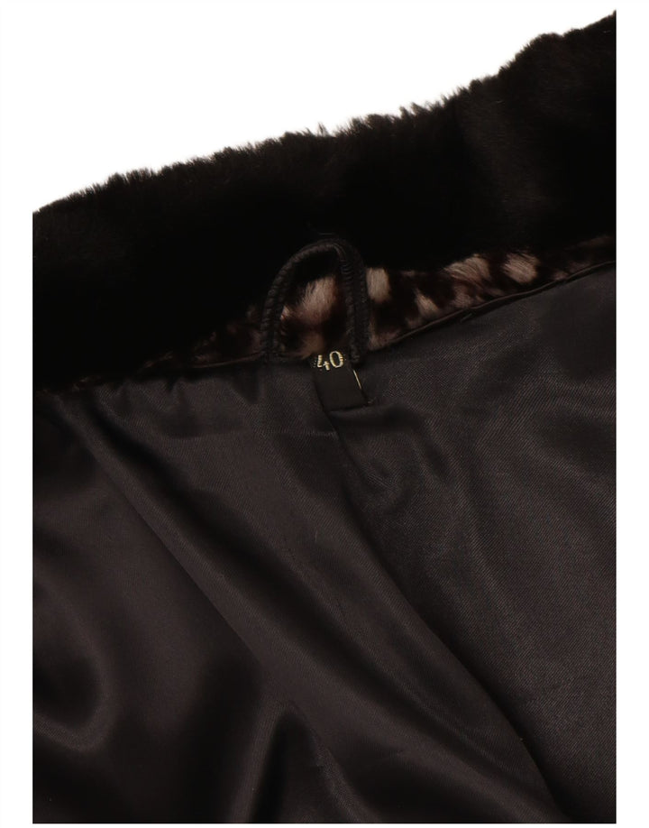 VINTAGE Abrigo de piel sintética para mujer EU 40 Marrón medio Geométrico