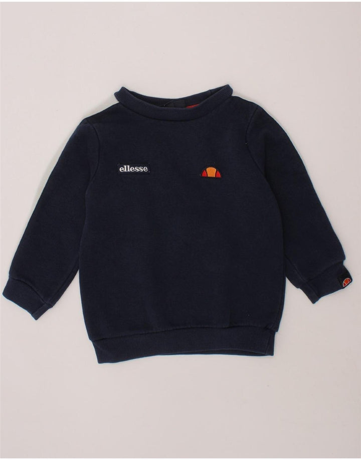 ELLESSE Boys Sweatshirt Jumper 2-3 Years Navy Blue Colourblock Cotton Vintage Ellesse and Second-Hand Ellesse from Messina Hembry 