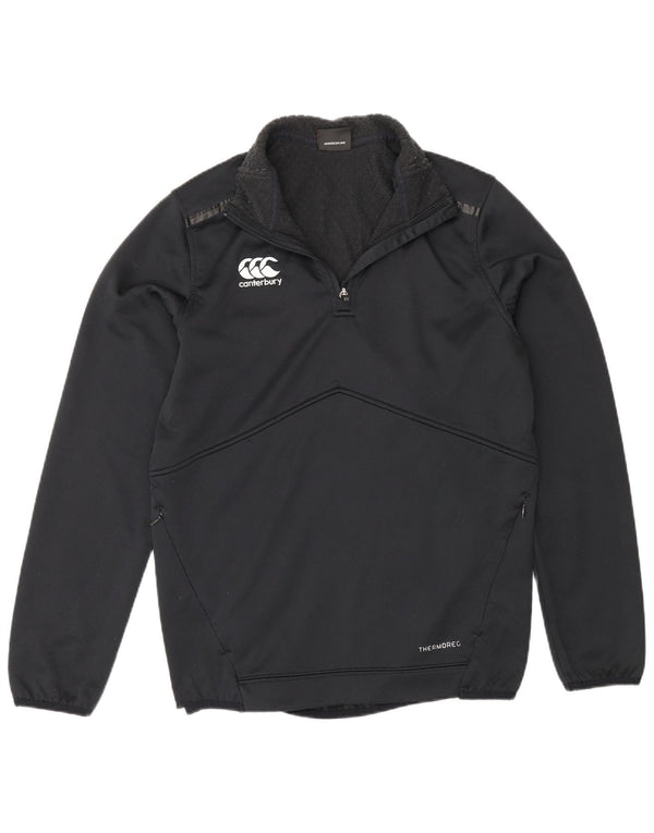Canterbury Mens Zip Neck Sudadera Jumper Pequeño Poliéster Negro