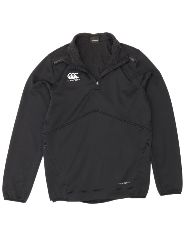 Canterbury Mens Zip Neck Sudadera Jumper Pequeño Poliéster Negro
