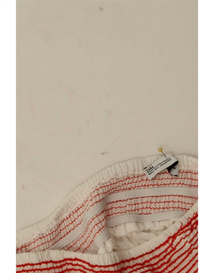 Zara Vestido Sin Tirantes Para Mujer UK 8 Pequeño Blanco A Rayas