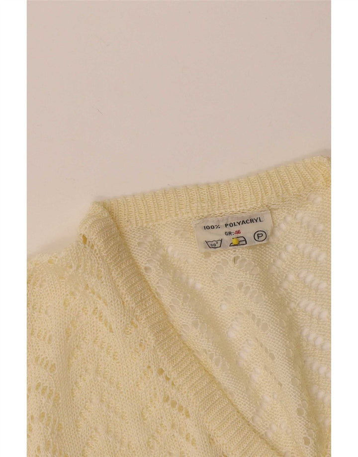 Vintage mujer V-cuello jumper suéter IT 46 grande amarillo poliacrílico