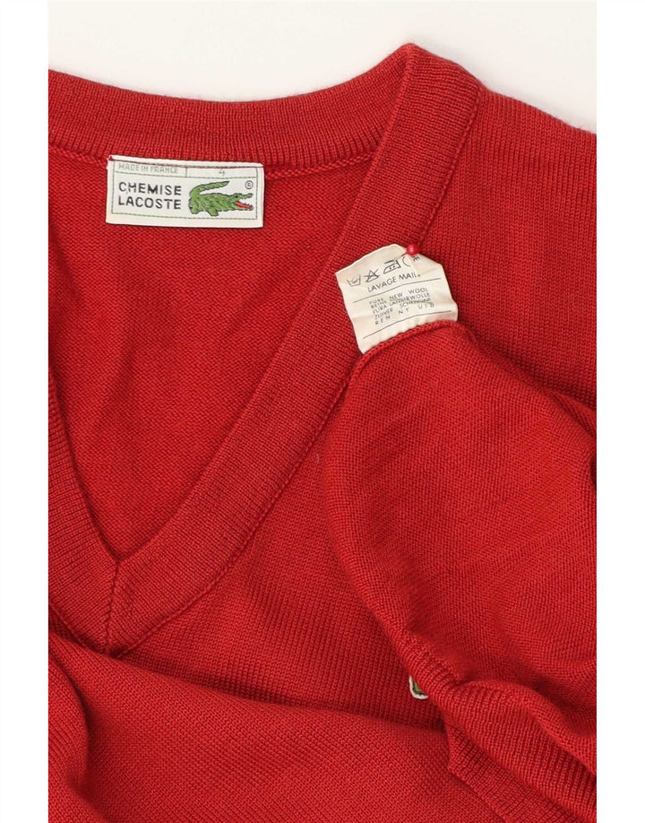 Lacoste Jersey con cuello en V para hombre Talla 4 Mediano Rojo Lana nueva