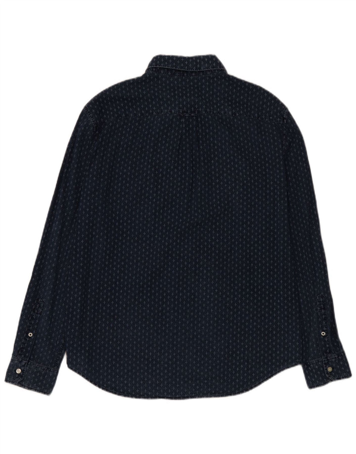 American Eagle Camisa de corte clásico para hombre, talla grande, de algodón con lunares en azul marino