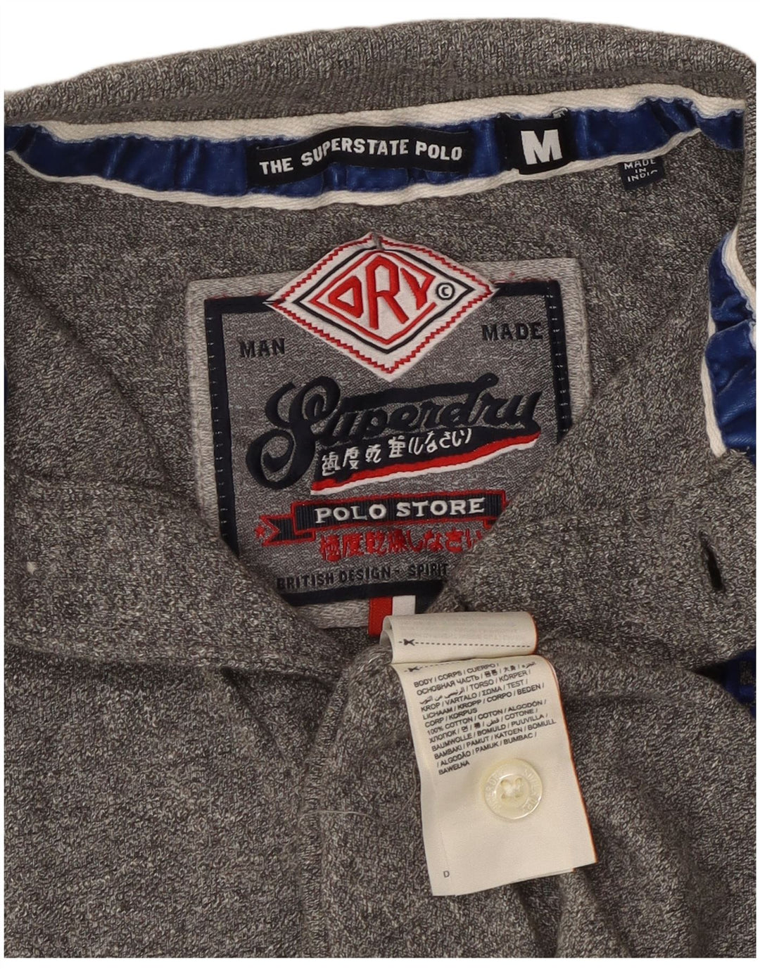 SUPERDRY Polo gráfico para hombre de algodón gris medio