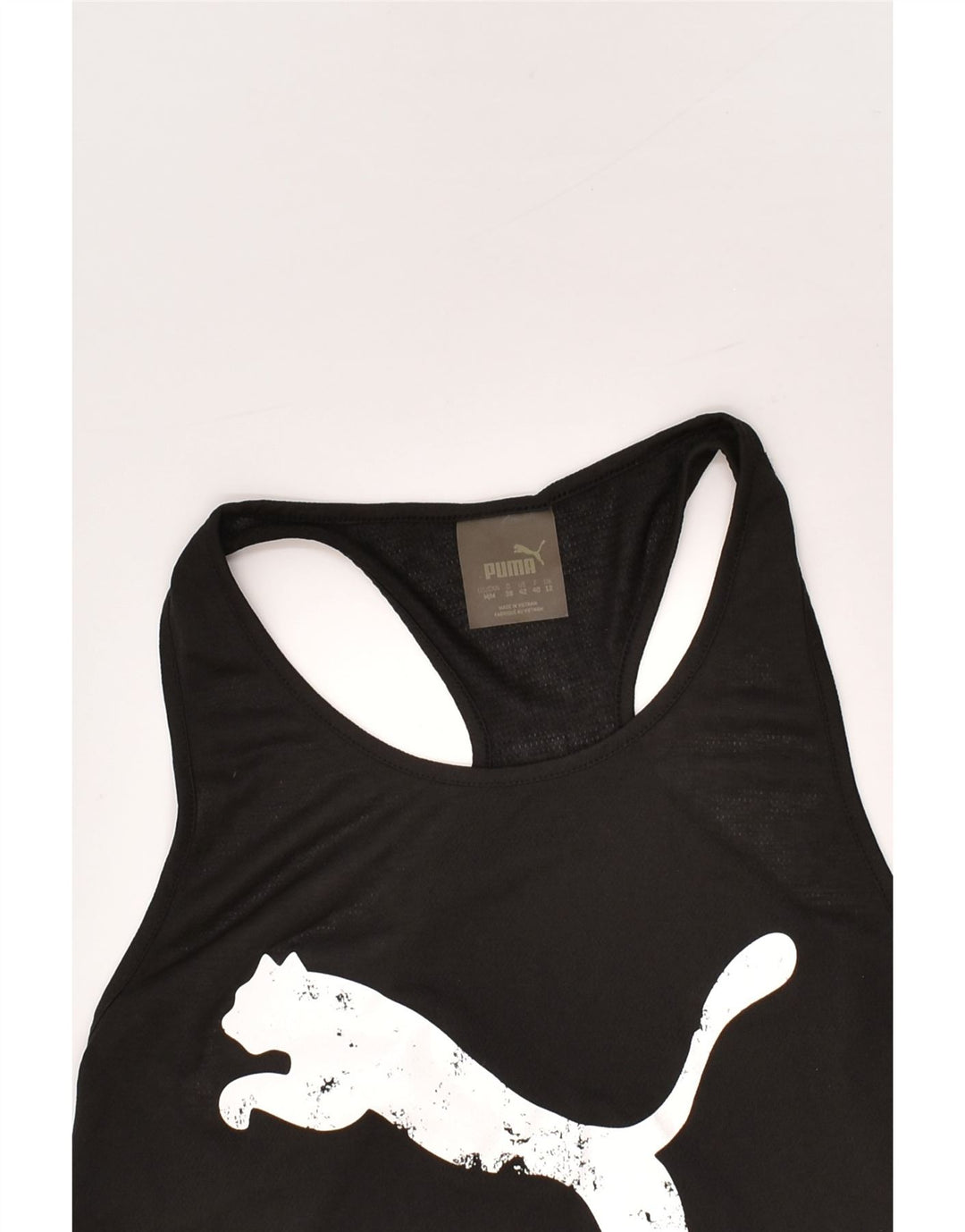 PUMA Womens Asymmetric Graphic Vest Top UK 12 Medium  Black Polyester Vintage Puma and Second-Hand Puma from Messina Hembry 