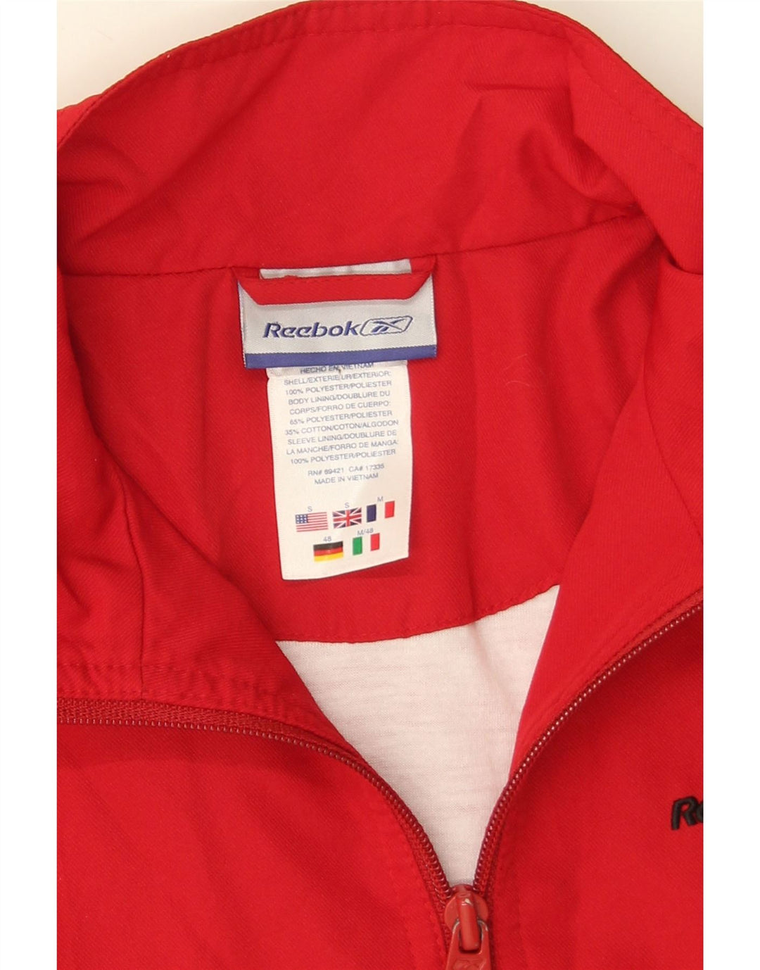 Reebok Mens Chándal Top Chaqueta Pequeña Poliéster Rojo