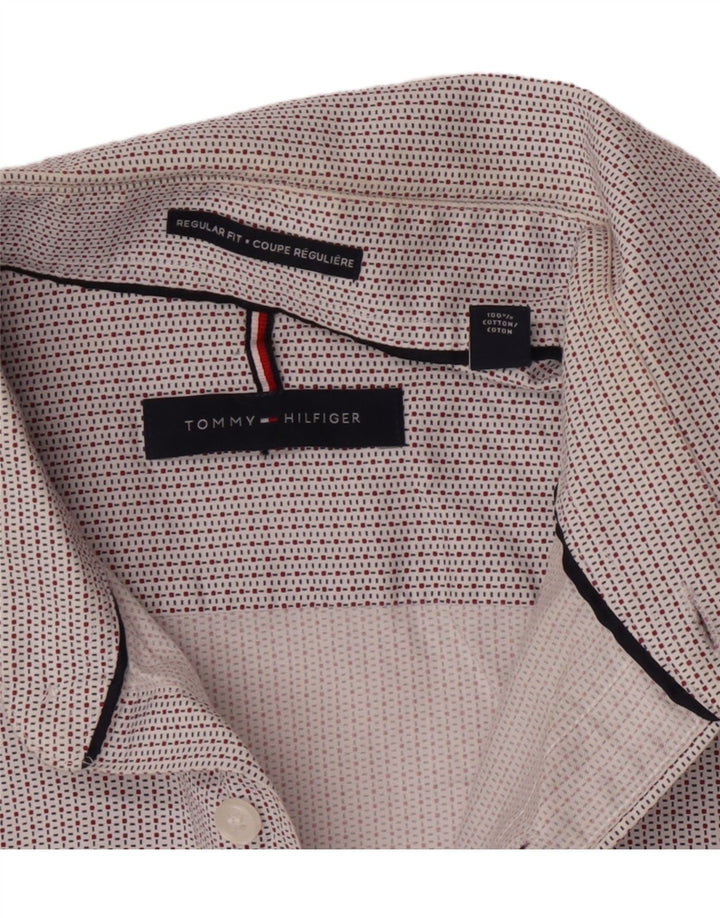 Tommy Hilfiger Camisa de corte regular para hombre Talla 15 1/2 Algodón a cuadros blanco mediano