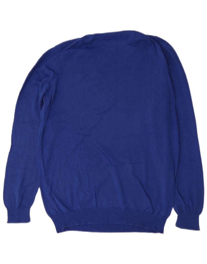Zara Hombre Jersey Con Cuello En V Jersey Grande Azul Algodón