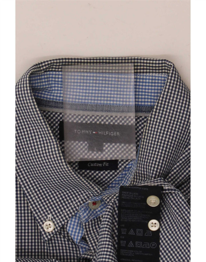 Camisa Tommy Hilfiger de corte personalizado para hombre de algodón a cuadros azul grande