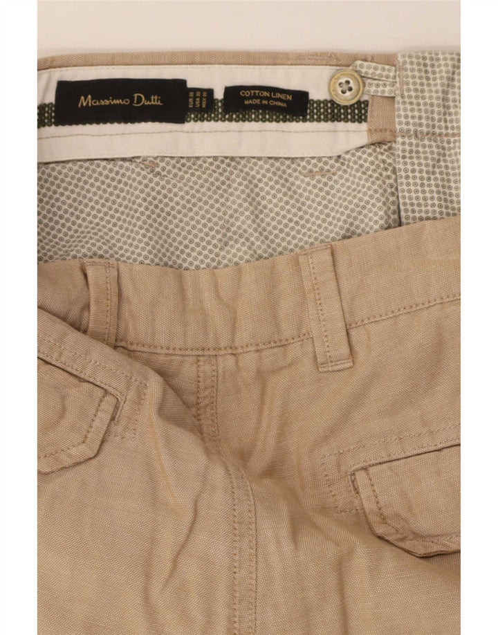 Massimo Dutti Shorts Cargo Hombre EU 38 Small W30 Beige Algodón