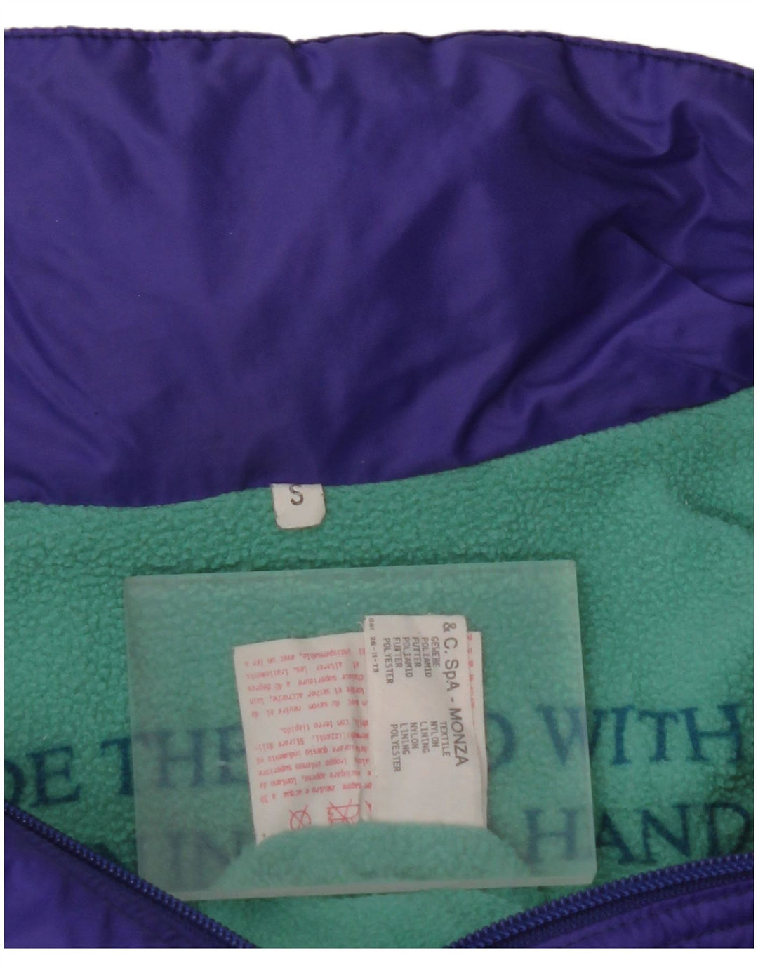 VINTAGE Chaqueta Anorak con capucha de ajuste holgado para hombre Reino Unido 36 Bloque de color púrpura pequeño