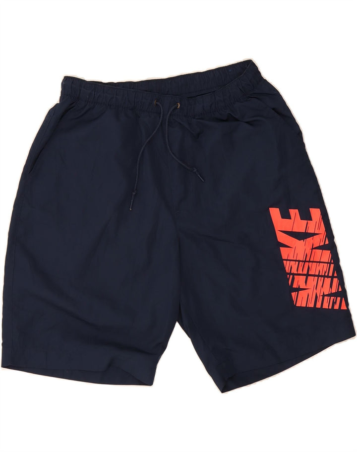 NIKE Mens Graphic Shorts Large  Navy Blue Polyester Vintage Nike and Second-Hand Nike from Messina Hembry 