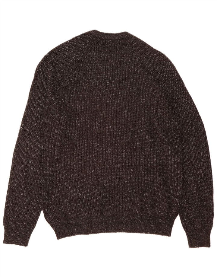 Marks & Spencer Jersey con cuello redondo para hombre, suéter medio negro moteado