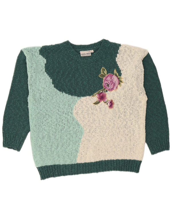 Nuova Moda Jersey gráfico con cuello redondo para mujer IT 44/46 Large Green