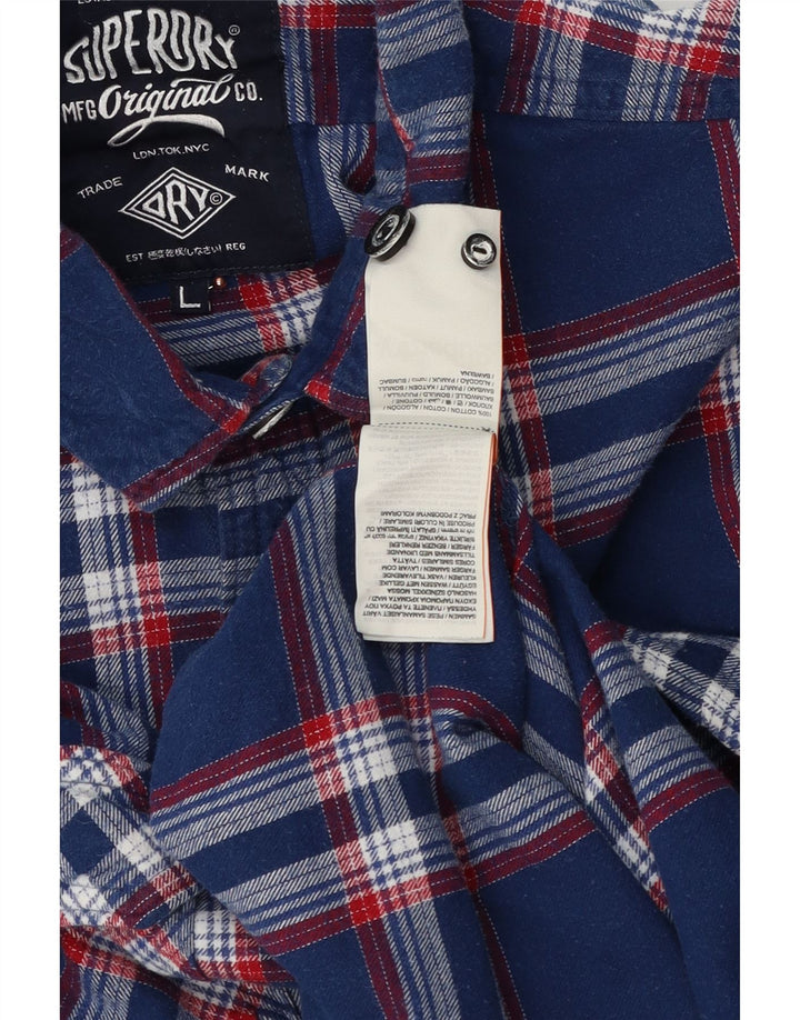Superdry Camisa De Franela De Algodón A Cuadros Azul Marino Grande
