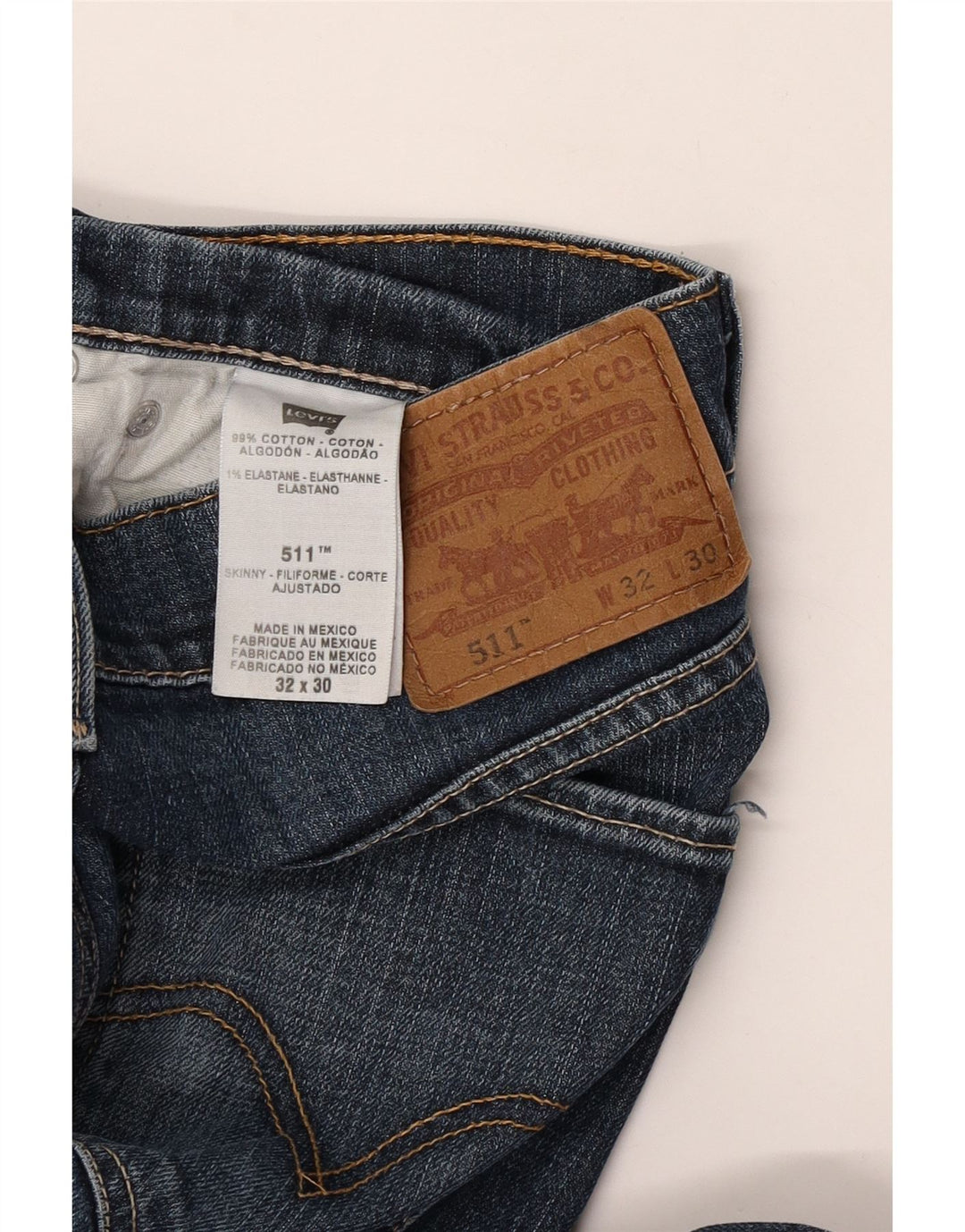 Levi's Hombre 511 Slim Jeans W32 L30 Algodón Azul