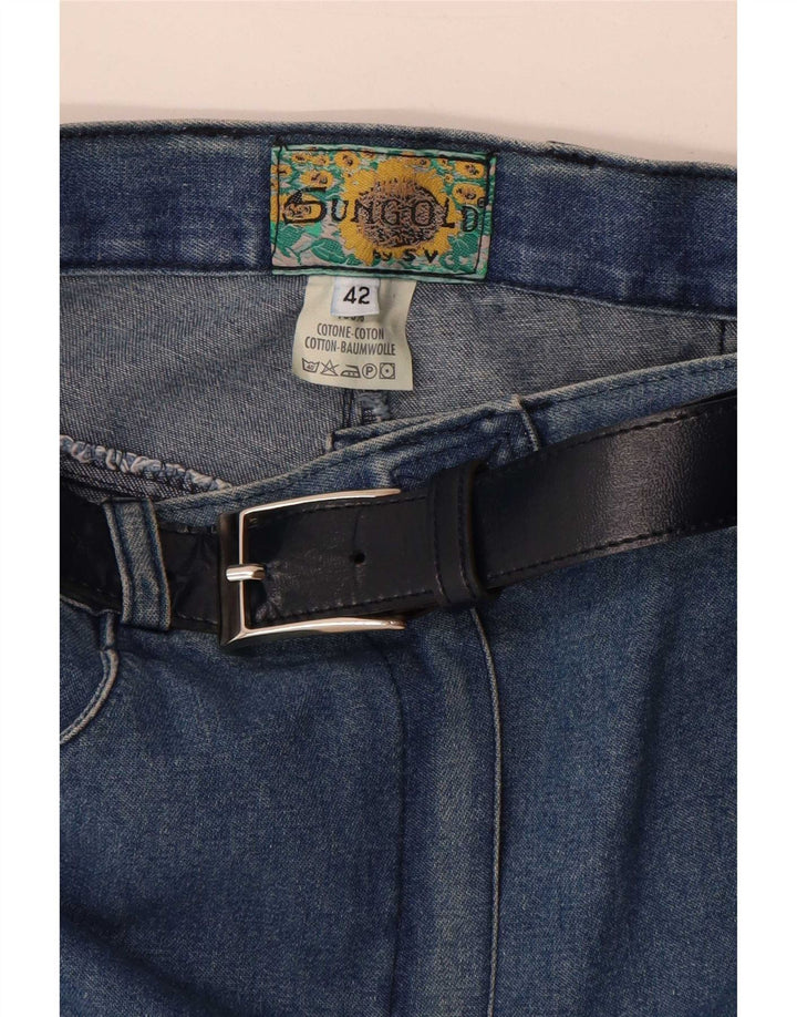 Vintage mujer denim cargo falda IT 42 Medio W28 Algodón Azul