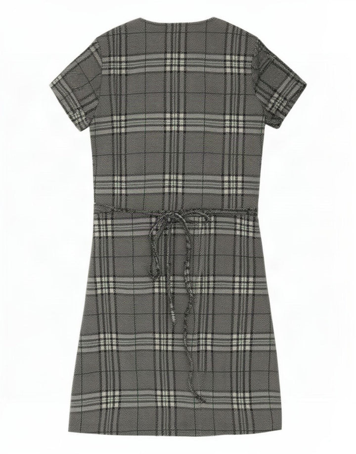 Zara Vestido Cruzado Para Mujer UK 44 Poliéster A Cuadros Verde Grande