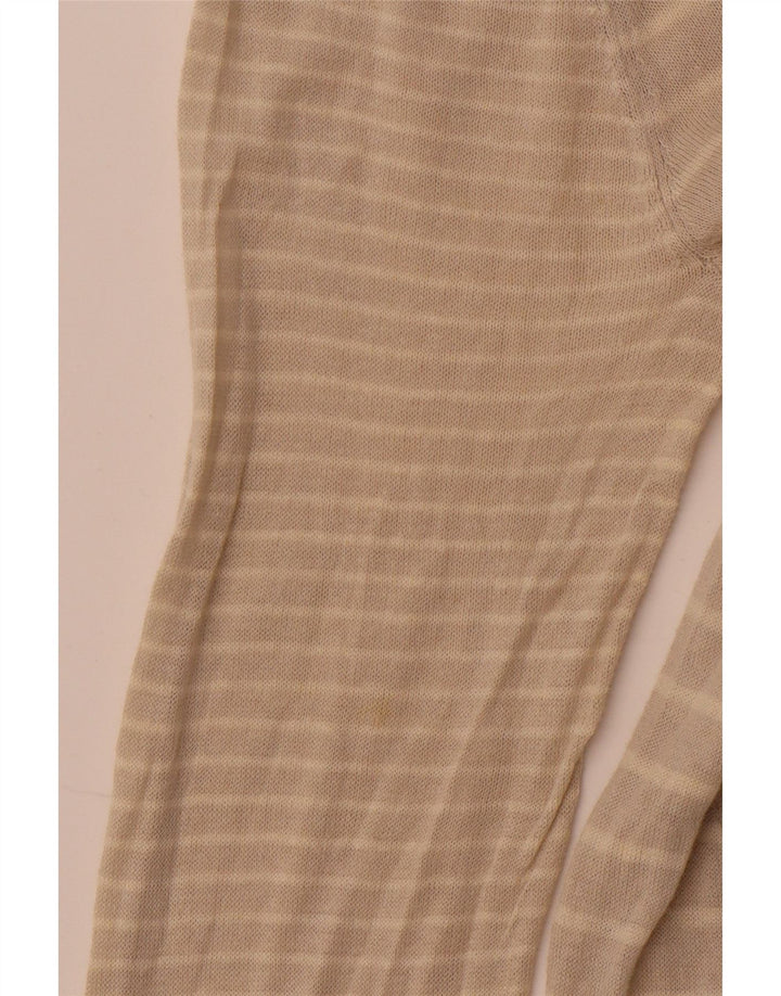 WHITE STUFF Suéter tipo cárdigan para mujer UK 40 Grande Lino a rayas beige