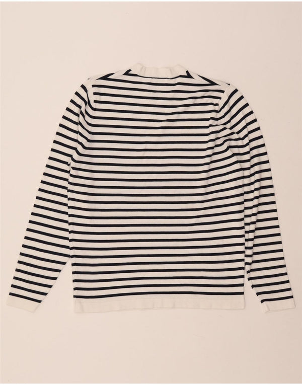 ZARA Hombre Top Manga Larga Algodón Rayas Blanco Pequeño