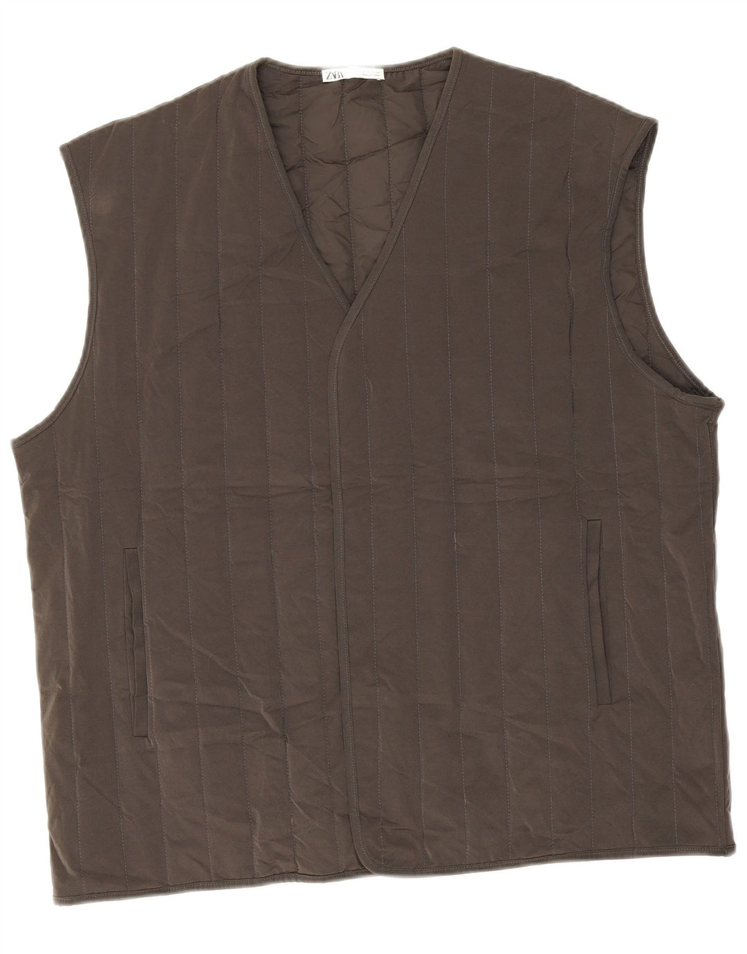 Zara Hombre Chaleco Acolchado UK 40 Grande Poliéster Gris
