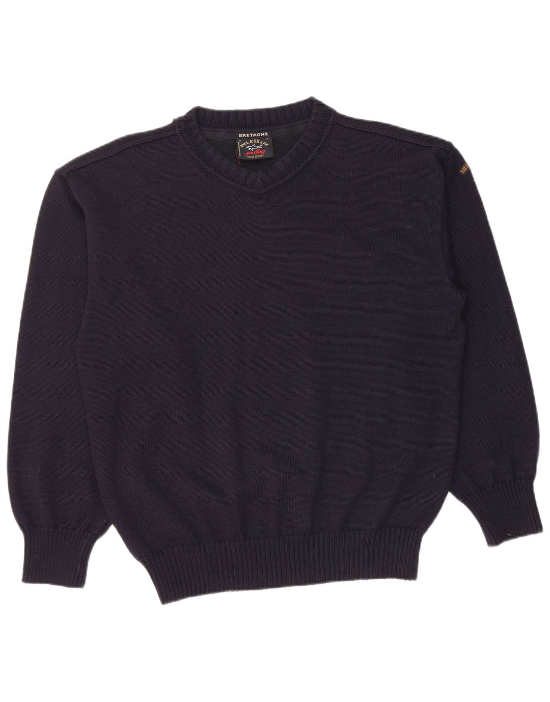 PAUL & SHARK Jersey con cuello en V para hombre de lana virgen azul marino medio