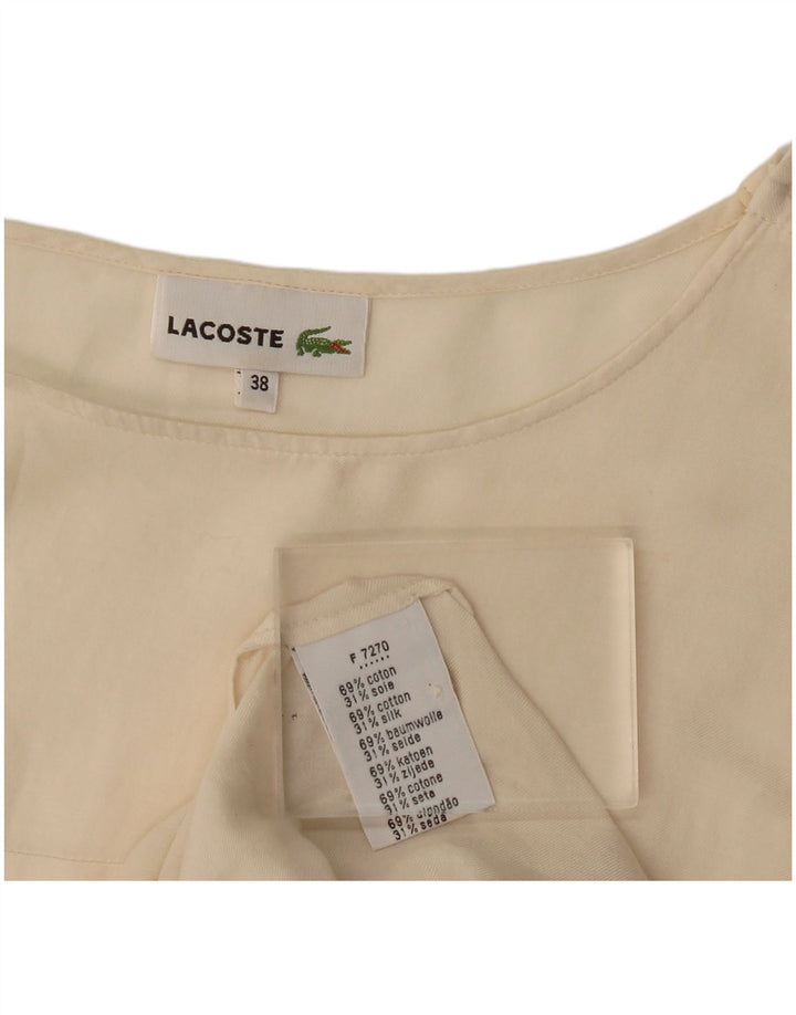 Lacoste Blusa de manga 3/4 para mujer talla 38 mediana de algodón blanco roto