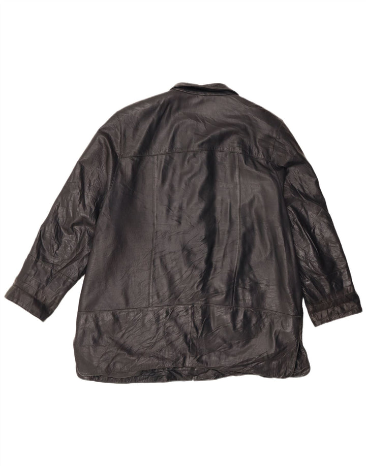 Chaqueta de cuero vintage para mujer IT 46 cuero negro grande
